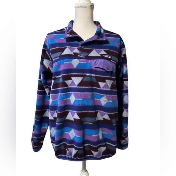 PATAGONIA WOMEN’S SYNCHILLA JACKET SIZE MEDIUM PURPLES AND BLUES - Picture 1 of 12